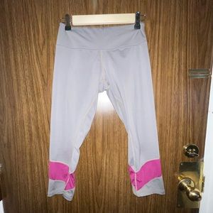 Grey and purple athletic leggings